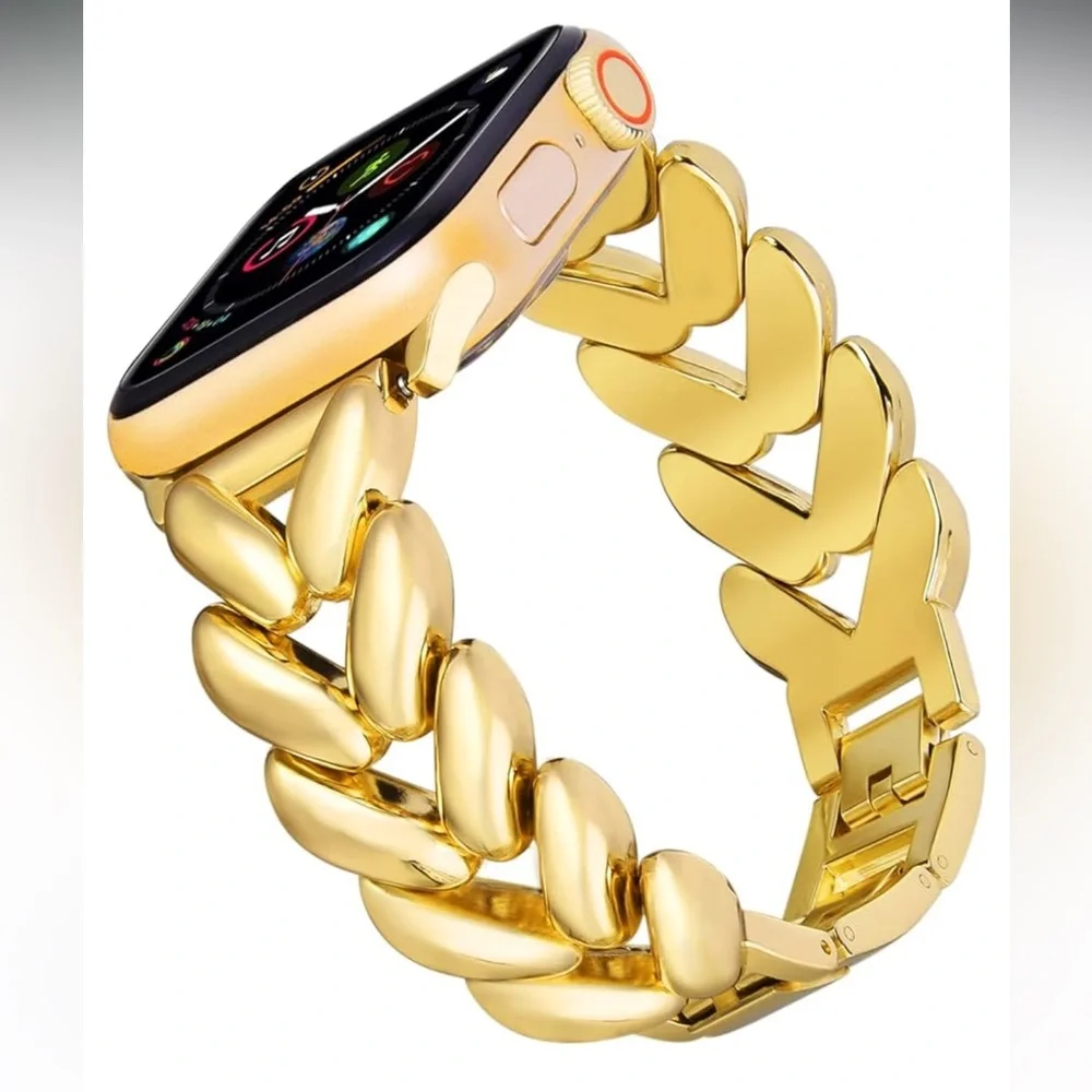 Apple watch strap 42mm 44mm 45mm cuban yellow gold stainless PVD plated iwatch